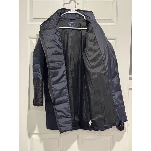 Madewell Navy Blue Quilted Full Zip Down Puffer High Collar Jacket Women's M - Picture 12 of 15